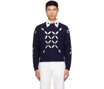 Navy Laurel Slash Sweater