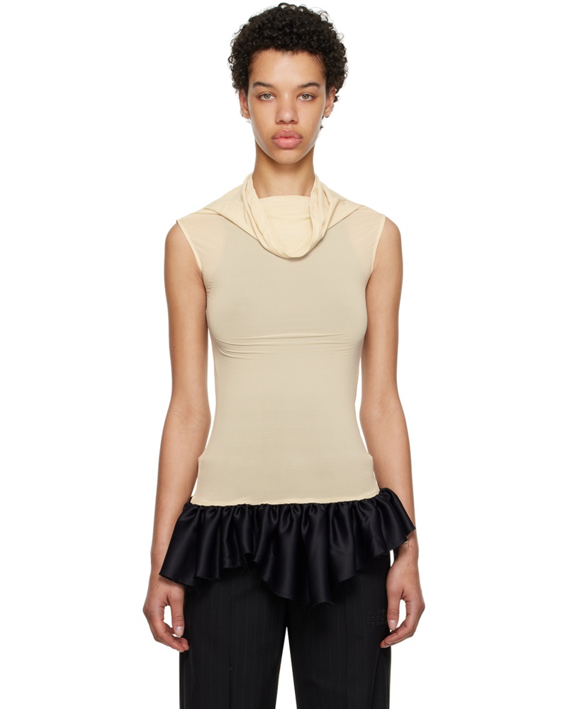 Maison Margiela Damen Beige Sheer Tank Top