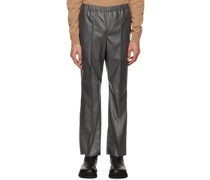 Gray Faux-Leather Pants