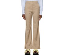 Beige Side Slit Trousers