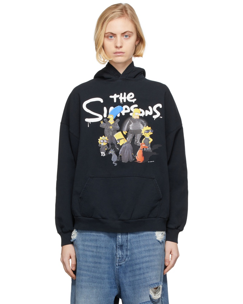 Balenciaga Damen Black The Simpsons Edition Wide Fit Hoodie