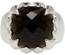Silver Claw Quartz Signet Ring