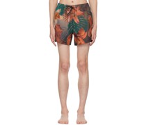 Green & Orange Floral Swim Shorts