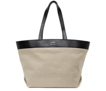 Beige East West Shopping Tote