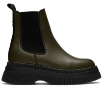 Green Chunky Chelsea Boots
