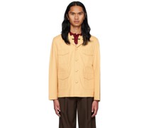 Yellow Button Leather Jacket