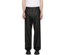 Black Wide Faux-Leather Trousers