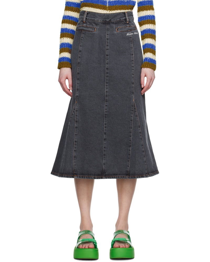 Kijun Damen Gray Mermaid Denim Midi Skirt