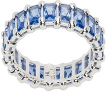 SSENSE Exclusive Silver & Blue Baguette Eternity Ring