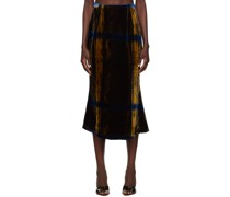 Brown Printed Midi Skirt