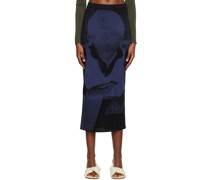 Blue & Black Alibei Midi Skirt