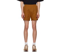 Orange Pleated Shorts