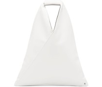 White Faux-Leather Small Triangle Tote