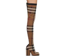 Brown Check Over-The-Knee Boots