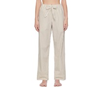White & Brown Striped Pyjama Pants