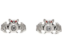 Silver Sparkly Bat Earrings