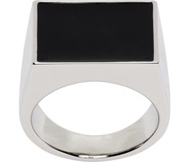 Silver & Black Square Signet Ring