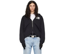 Black Big Rubber Patch Hoodie