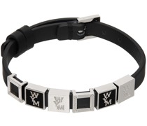 Black Leather Logo Bracelet
