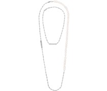 White & Silver Pearl Chain Necklace Set