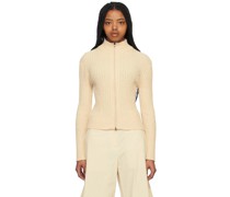 Beige Mock Neck Cardigan