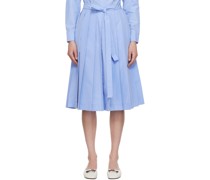 Blue Belted Midi Skirt