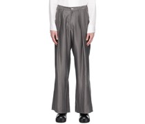 Gray Frayed Trim Trousers