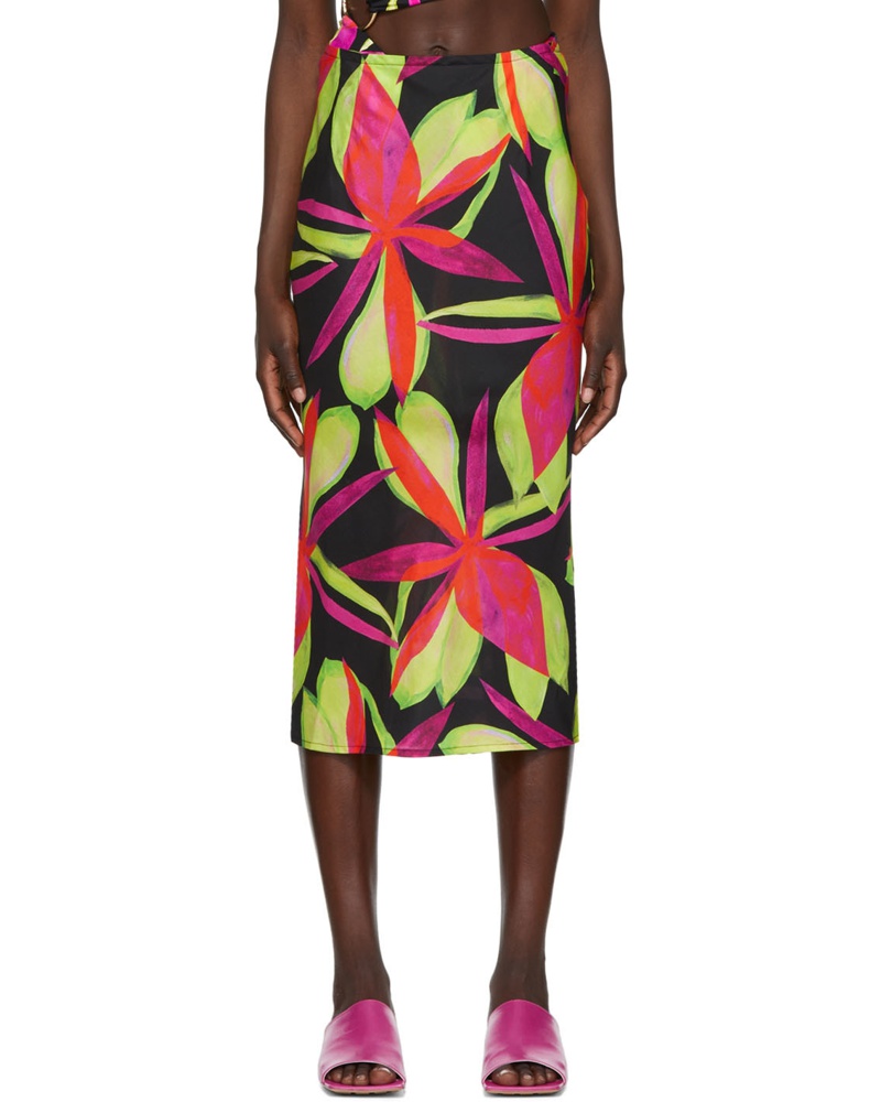 Louisa Ballou Damen Multicolor Bias Midi Skirt