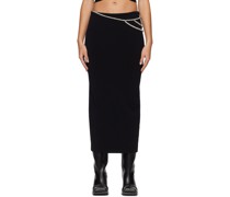 Black Crystal Lattice Midi Skirt