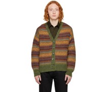 Green Striped Cardigan