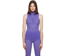 Blue Perforated Tank Top