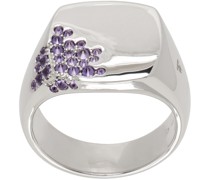 Silver 'Cushion Purple Molecule' Ring