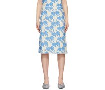 Blue & Beige Contender Mid-Length Skirt
