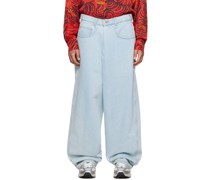 Blue Pleated Front Jeans