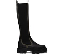 Black Cleated High Chelsea Boots