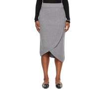 Gray Unbalanced Midi Skirt