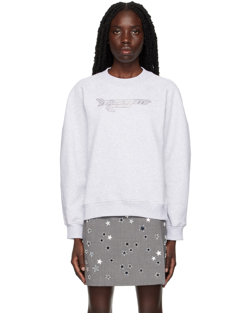 MSGM Damen Gray Crystal-Cut Sweatshirt