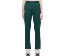 Green Fine Pleated Trousers