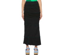 Black Rib Knit Long Skirt