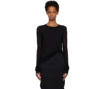 Black Draped Long Sleeve T-Shirt
