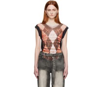 Orange & Gray Jean-Paul Gaultier Edition Trompe L'Oeil Argyle Tank Top