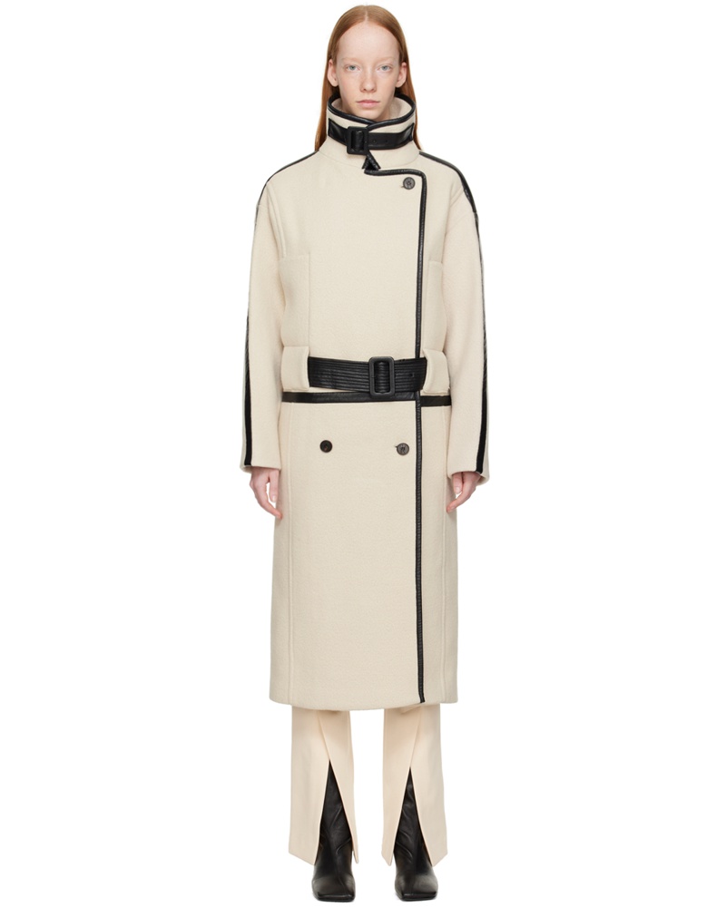 LVIR Damen Off-White Contrast Coat