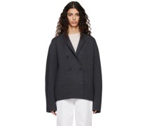 Gray Double-Breasted Blazer