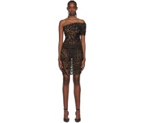 Black Flocked Minidress