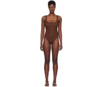Brown Square Neck Swimsuit