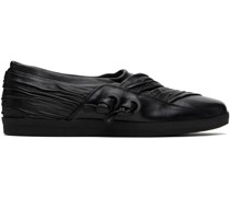 Black Wrinkled Slip-On Loafers