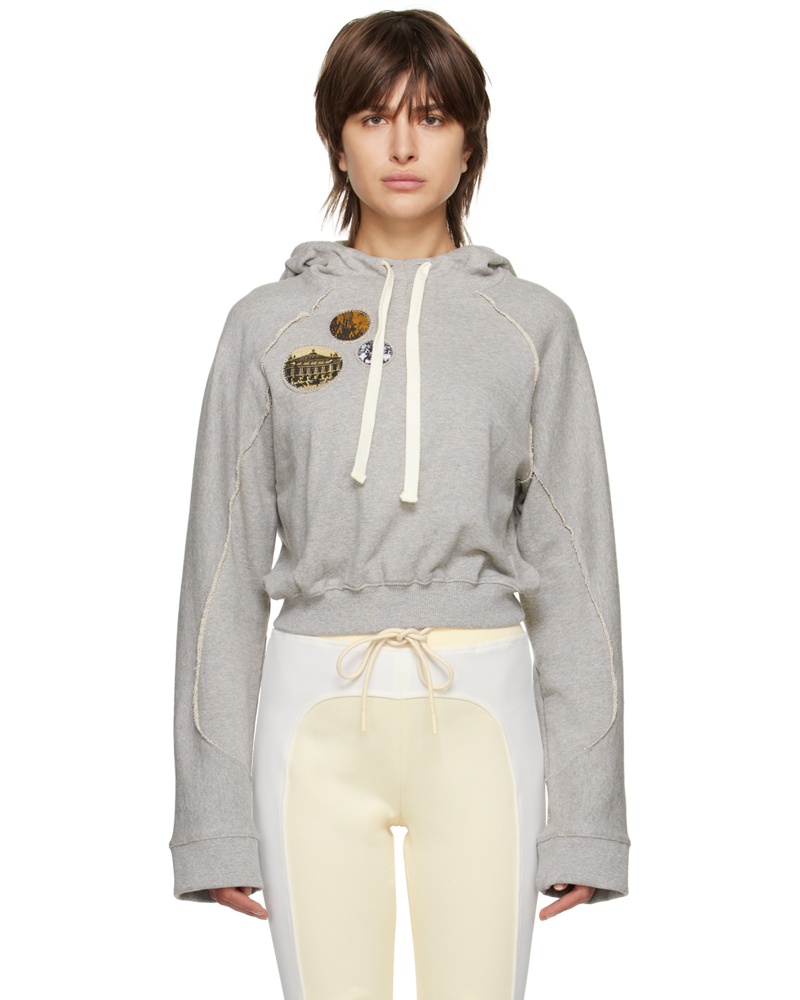TheOpen Product Damen Gray Raglan Cropped Hoodie