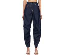 Navy Knee-Tuck Jeans