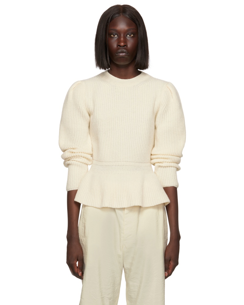 Christophe Lemaire Damen Off-White Peplum Sweater