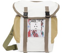 White & Beige Knapsack Messenger Bag